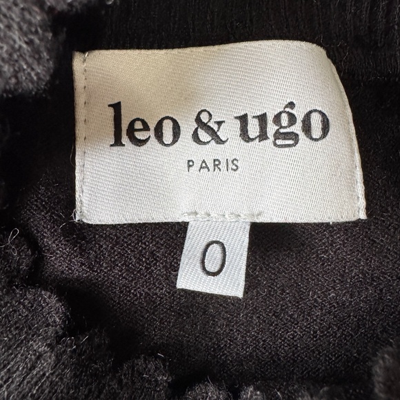 Leo & Ugo Paris Mock Neck Textured Lightweight Sweater Top Sheer Arms‎ Black 4 - Picture 7 of 16
